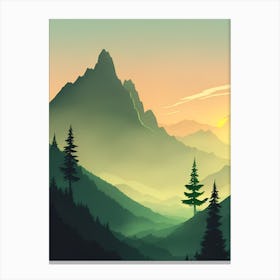 Misty Mountains Vertical Composition In Green Tone 36 Canvas Print