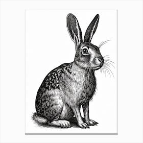 Beveren Blockprint Rabbit Illustration 3 Canvas Print
