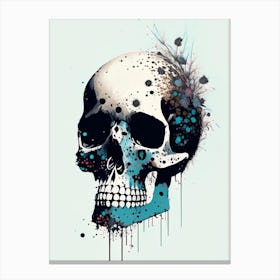 Skull With Splatter Effects 3 Line Drawing Canvas Print