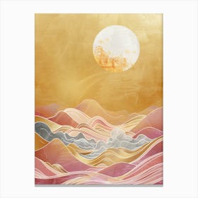 Golden Abstract Landscape Painting Canvas Print