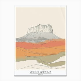 Mount Roraima Venezuela Brazil Color Line Drawing 7 Poster Canvas Print