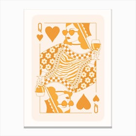 Queen Of Hearts - Golden DuoTone Champaign Floral Canvas Print