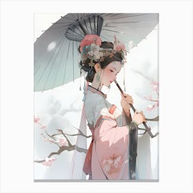 Chinese Girl With Umbrella Canvas Print