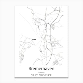 Bremerhaven,Germany Minimalist Map Canvas Print