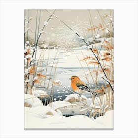 Winter Bird Painting Finch 3 Canvas Print