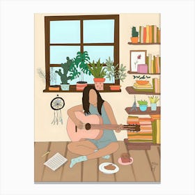 Girl Playing Guitar 1 Canvas Print