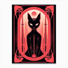 The Devil Tarot Card, Black Cat In Pink 2 Canvas Print