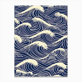 Sea Wave Pattern, Blue Canvas Print