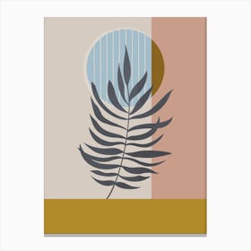 Palm Leaf In Mustard In Blush Canvas Print