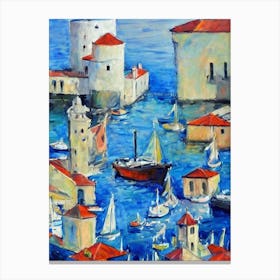 Port Of Dubrovnik Croatia Abstract Block harbour Canvas Print