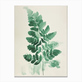 Green Ink Painting Of A Hares Foot Fern 2 Canvas Print