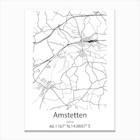 Amstetten,Austria Minimalist Map Canvas Print