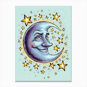 Moon And Stars Canvas Print