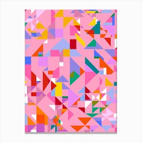 Temple Geometric - Pink Multi Canvas Print