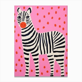 Pink Polka Dot Zebra 1 Canvas Print