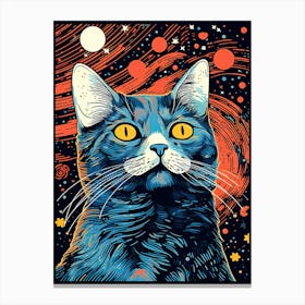 Stellar Purrsistence, Psychedelic Cats series Canvas Print