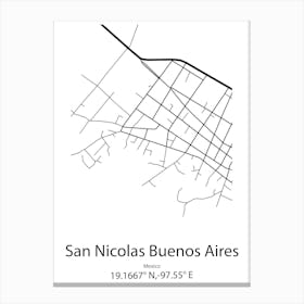 San Nicolas,Cuba Minimalist Map Canvas Print