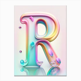 R, Alphabet Bubble Rainbow 1 Canvas Print