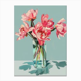 Pink Peonies In A Vase Canvas Print