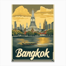 Aihrgdesign A Vintage Travel Poster Of Bangkok Featuring The 1 Canvas Print