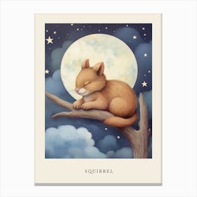 Baby Squirrel 5 Sleeping In The Clouds Nursery Poster Canvas Print