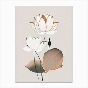 Lotus Flowers In Park Retro Minimal 2 Canvas Print