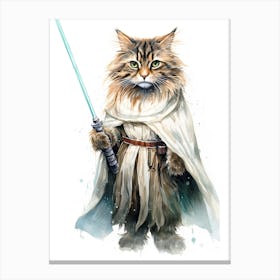 Norwegian Forest Cat As A Jedi 4 Canvas Print