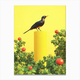 Bird Perched On A Post Canvas Print