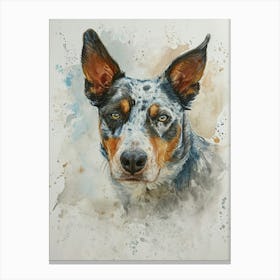 Australian Shepherd Dog Watercolor Painting 4 Canvas Print