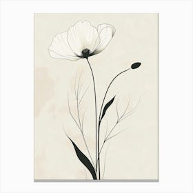 minimal black and white Poppy Canvas Print