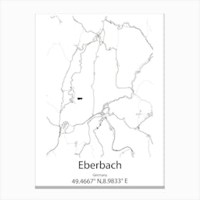 Eberbach,Germany Minimalist Map Canvas Print