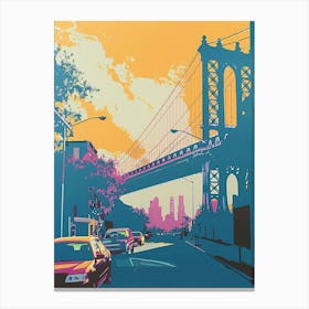 Riverdale New York Colourful Silkscreen Illustration 4 Canvas Print