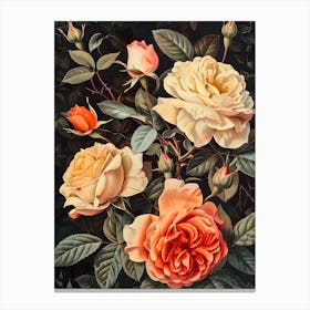 Roses Inspired By William Morris Canvas Print