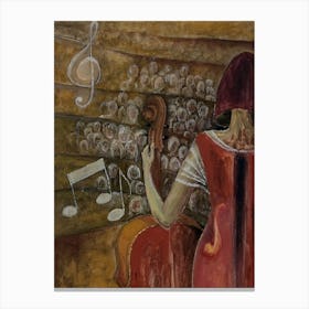 Living Room Wall Art, Cellist with her Audience Canvas Print