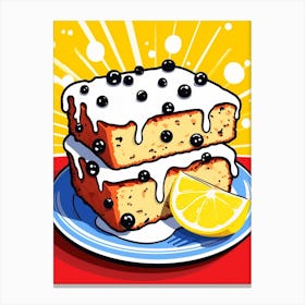Cartoon Lemon Drizzle Pop Art Cake Canvas Print