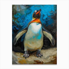 Galapagos Penguin Ross Island Colour Block Painting 3 Canvas Print