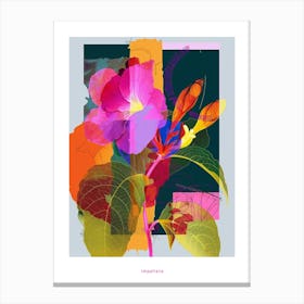 Impatiens 1 Neon Flower Collage Poster Canvas Print