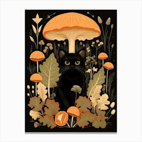 Cute Fall Black Cat Illustration 5 Canvas Print