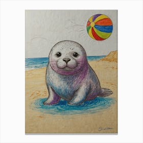 Seal On The Beach 2 Canvas Print