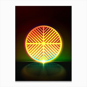 Neon Geometric Glyph in Watermelon Green and Red on Black n.0232 Canvas Print