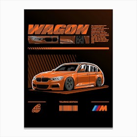 Bmw F31 Wagon Orange Canvas Print