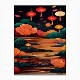 Chinese Lanterns In The Sky Canvas Print