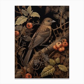 Dark And Moody Botanical Sparrow 4 Canvas Print