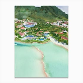 Santa Catalina Island Panama Watercolour Tropical Destination Canvas Print
