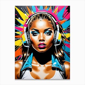 Graffiti Mural Of Beautiful Hip Hop Girl 60 Canvas Print