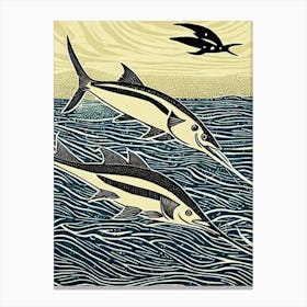 Marlin II Linocut Canvas Print
