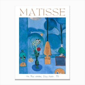 The Blue Window 1913 by Henri Matisse - View from Henri and Amélie Matisse Issy Studio Window - HD High Resolution Poster Print Labelled Mid Century Feature Wall Vibrant Canvas Print