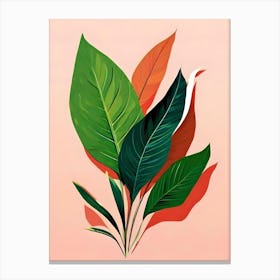 Leaves On A Pink Background Canvas Print