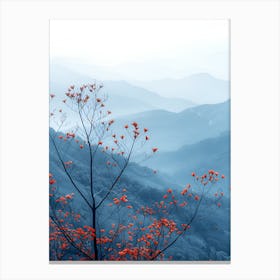 Red Flowers In The Mountains Canvas Print