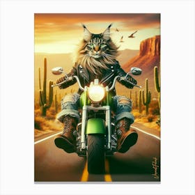 Maine Coon Cat Biker Canvas Print